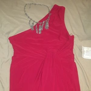 Red semi formal one shoulder dress